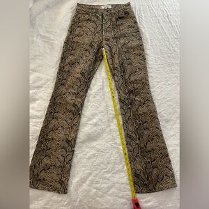 Reformation Brown Snake Print Wide Leg Jeans